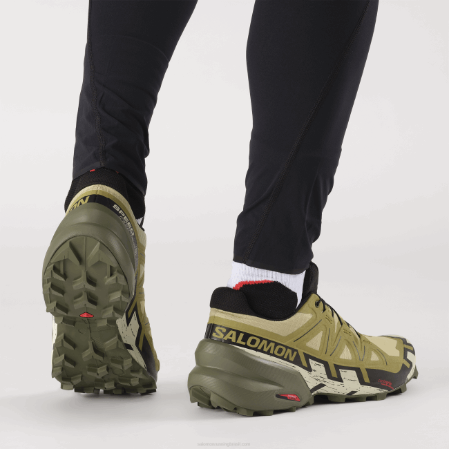 Salomon46081450 tênis de corrida masculino - speedcross 6 alho-poró verde/preto/areia branqueada