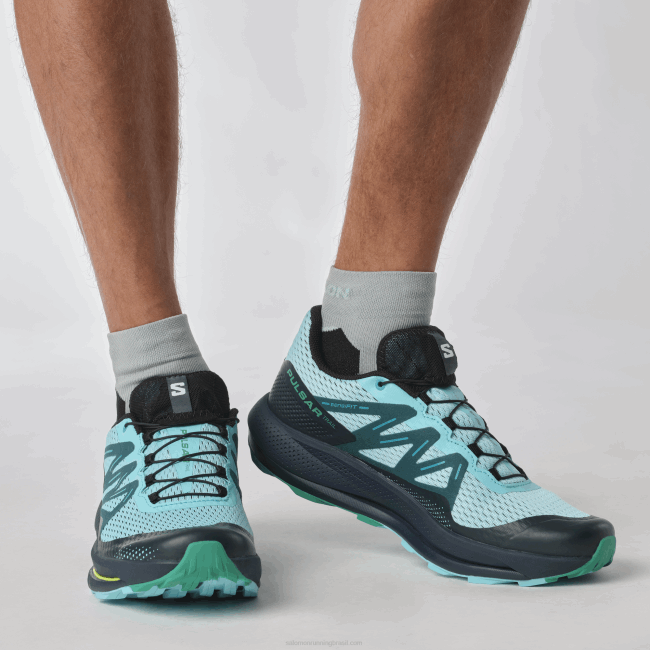 Salomon46081460 tênis de corrida masculino - trilha pulsar brilho azul/carbono/esmeralda