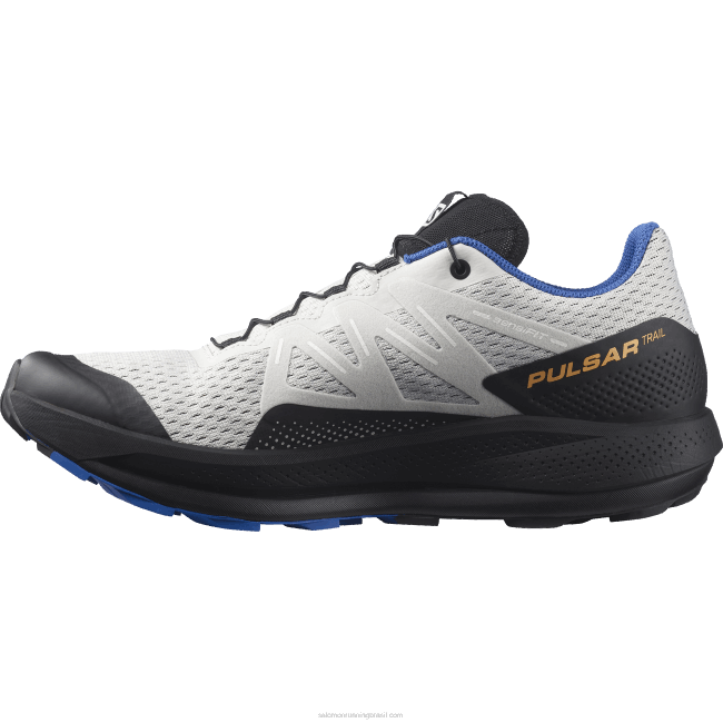 Salomon46081461 tênis de corrida masculino - trilha pulsar rocha lunar/preto/azul deslumbrante