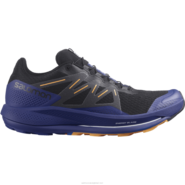 Salomon46081462 tênis de corrida masculino - trilha pulsar preto/azul clematis/laranja ardente