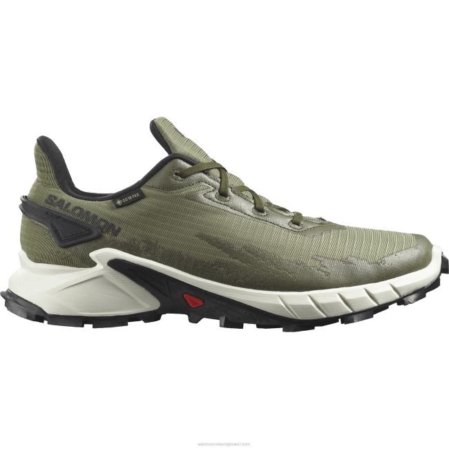 Salomon46081476 tênis de corrida masculino - alphacross 4 gore-tex verde líquen profundo/gelo de baunilha/noite verde-oliva