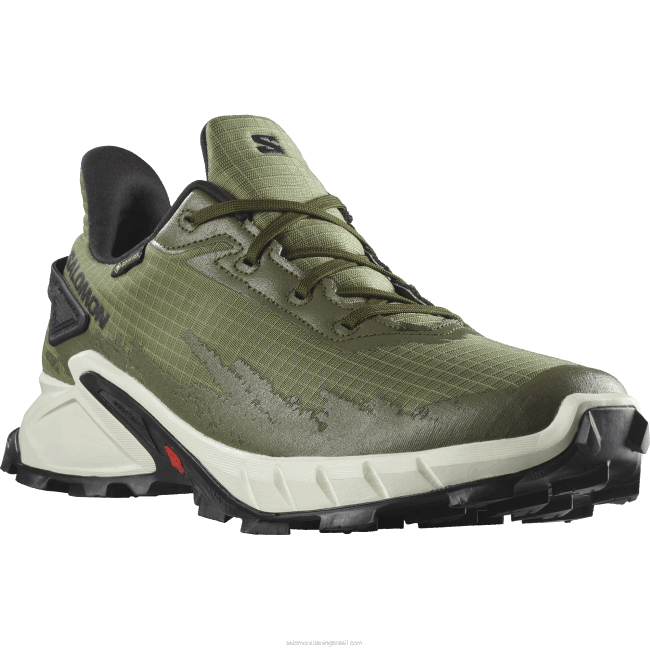 Salomon46081476 tênis de corrida masculino - alphacross 4 gore-tex verde líquen profundo/gelo de baunilha/noite verde-oliva