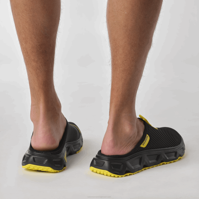 Salomon46081488 sapatos de recuperação masculinos - reelax slide 6.0 preto/botão de ouro