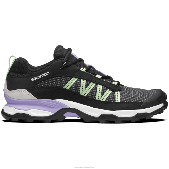 Salomon4608172 sapatos esportivos masculinos - couro baixo abrigo preto/branco/verde pátina