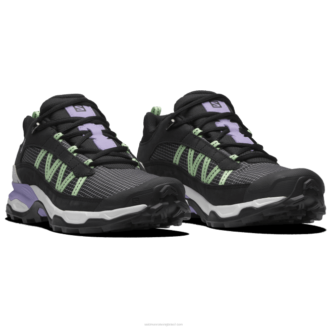 Salomon4608172 sapatos esportivos masculinos - couro baixo abrigo preto/branco/verde pátina