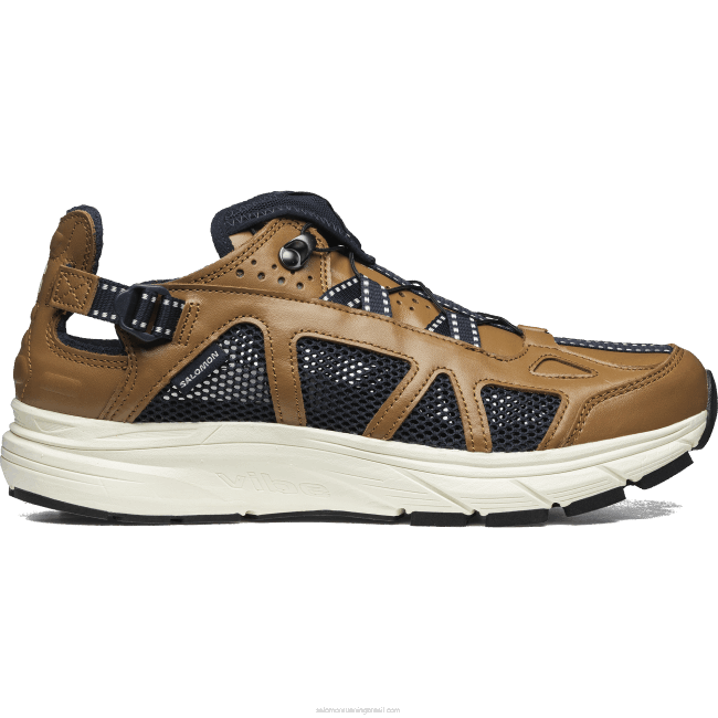 Salomon4608177 sapatos esportivos masculinos - couro techsonic borracha/gelo de baunilha/safira escura