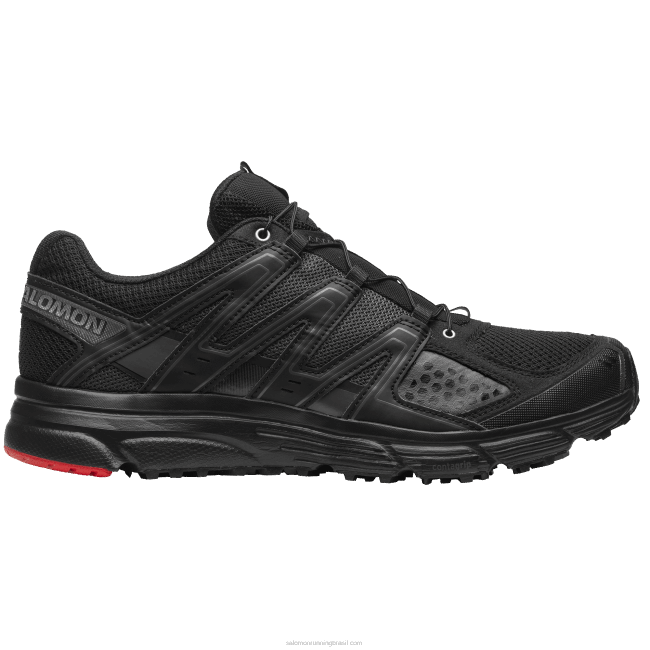 Salomon4608203 sapatos esportivos masculinos - x-mission 3 preto/prata metálico x/vermelho de corrida