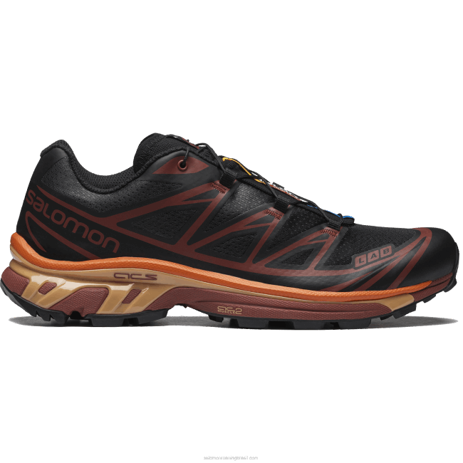 Salomon460886 sapatos esportivos masculinos - xt-6 preto/ameixa chocolate/laranja vibrante