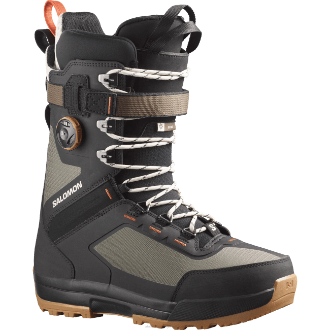 Salomon4608593 botas de snowboard masculinas - echo lace sj boa verde militar-x/preto/ocre queimado