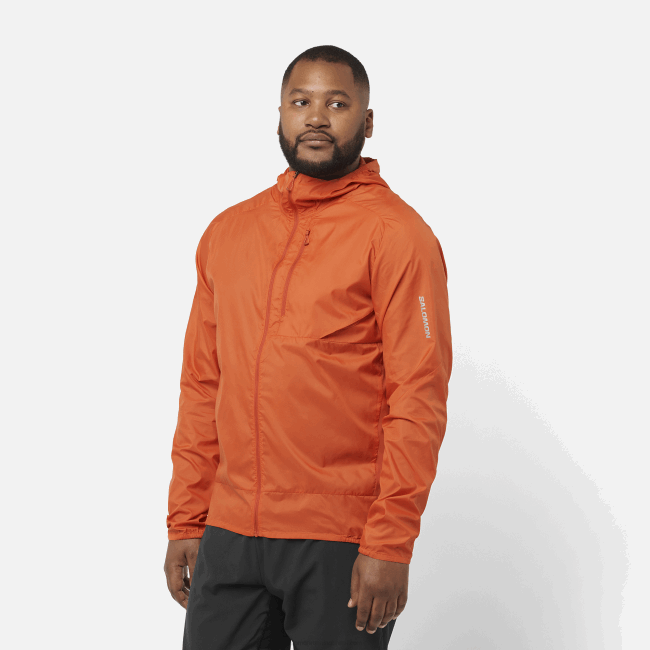 Salomon46081091 moletom com capuz de jaqueta de vento para homem - vento cruzado bonatti ocre queimado