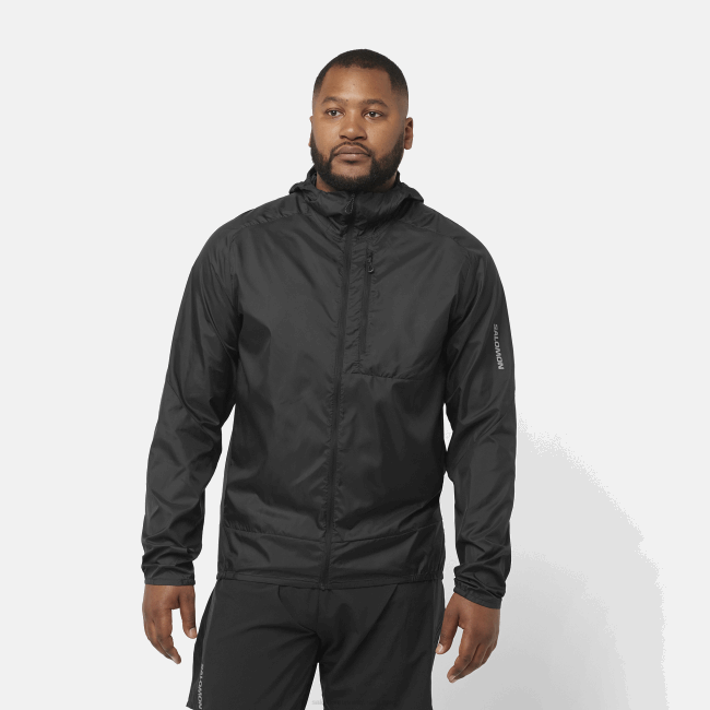Salomon46081094 moletom com capuz de jaqueta de vento para homem - vento cruzado bonatti preto profundo