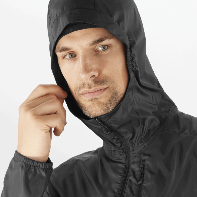 Salomon46081094 moletom com capuz de jaqueta de vento para homem - vento cruzado bonatti preto profundo