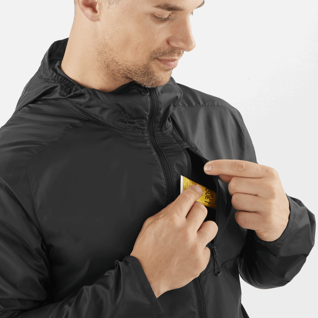 Salomon46081094 moletom com capuz de jaqueta de vento para homem - vento cruzado bonatti preto profundo