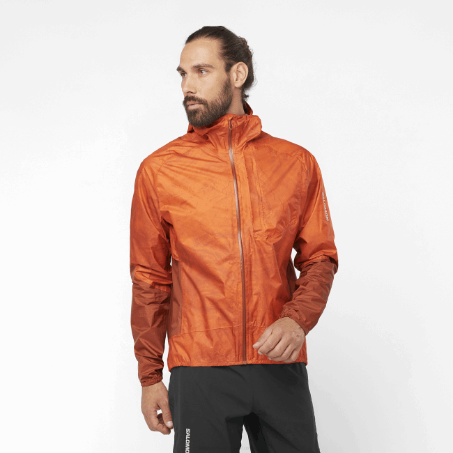Salomon46081100 jaqueta shell masculina - bonatti impermeável ocre queimado/ao/hena queimada