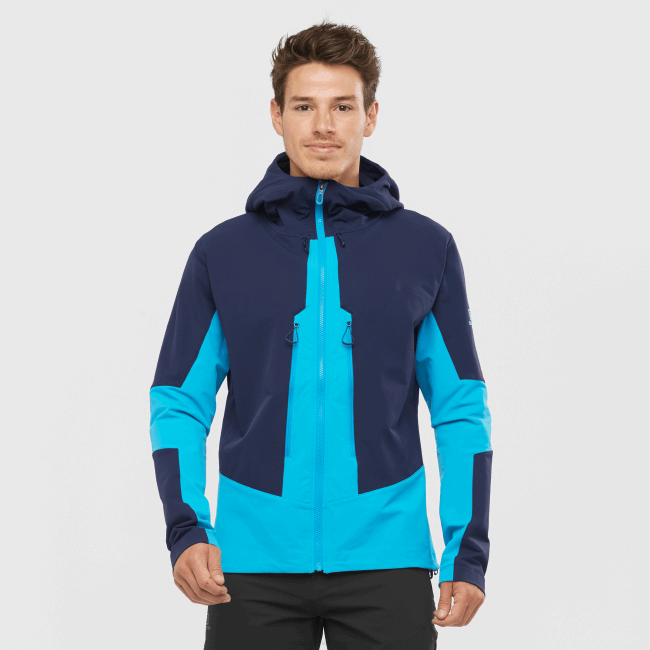 Salomon46081109 Jaqueta midlayer masculina com zíper completo - outpeak softshell céu noturno/barreira de corais