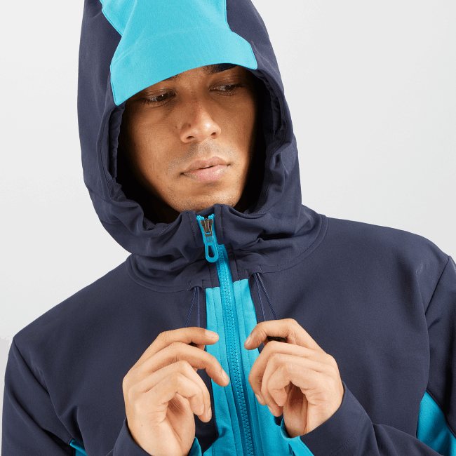 Salomon46081109 Jaqueta midlayer masculina com zíper completo - outpeak softshell céu noturno/barreira de corais