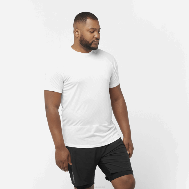 Salomon4608234 t-shirt de manga curta para homem - cross run branco