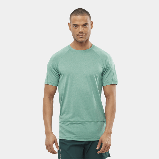 Salomon4608241 t-shirt de manga curta para homem - cross run pacífico/urze