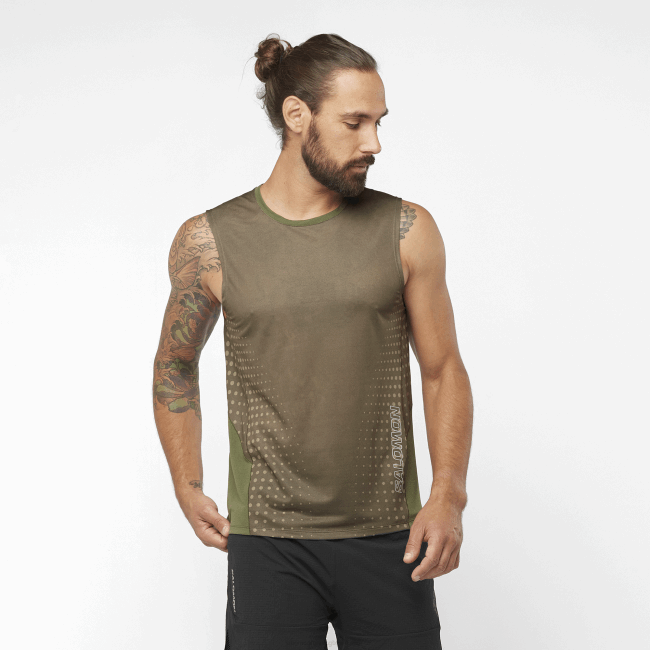 Salomon4608242 tanque masculino - sense aero folha de uva/verde escuro