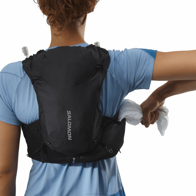 Salomon4608967 colete de corrida feminino com frascos inclusos - adv skin 12 preto/ébano