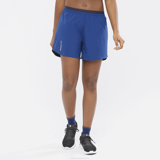 Salomon46081182 calções de mulher - cruz 5 peônia marinha/céu noturno