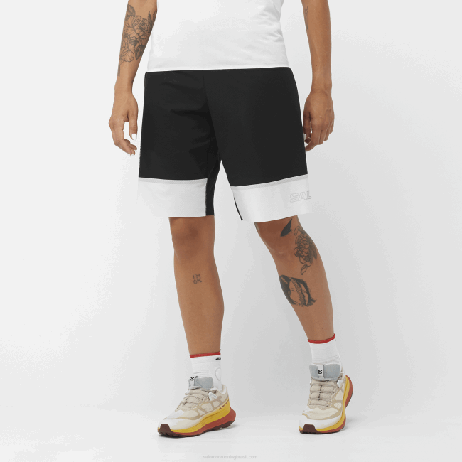 Salomon46081188 calções de mulher - shortney preto/branco profundo