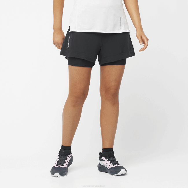 Salomon4608952 calções de mulher - sense aero 2in1 preto profundo