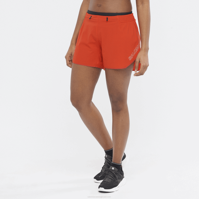 Salomon4608963 calções de mulher - sense aero 5 vermelho flamejante