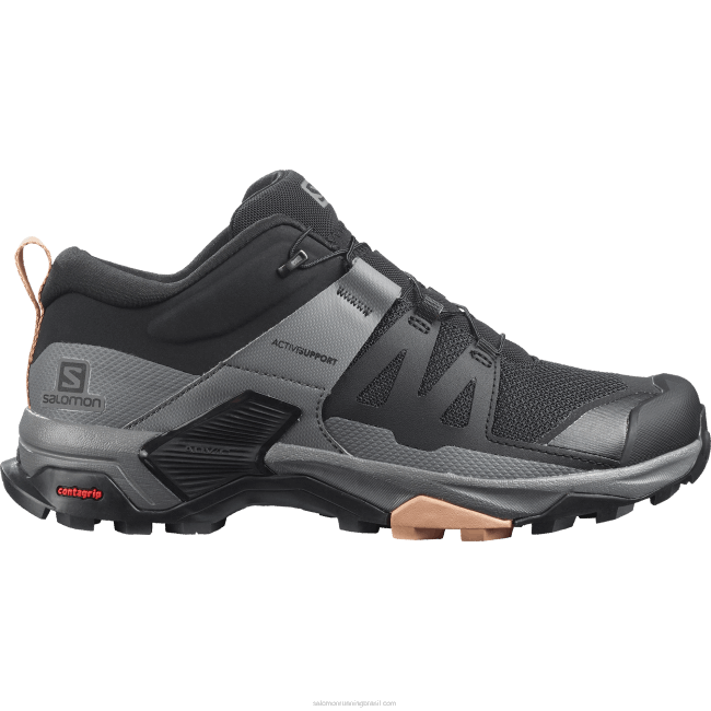 Salomon46081119 sapatos de caminhada femininos - x ultra 4 preto/sombra silenciosa/sirocco