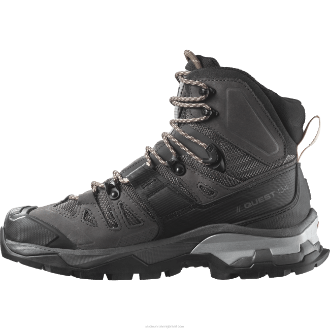 Salomon46081128 botas femininas de couro - quest 4 gore-tex ímã/preto/beijo do sol