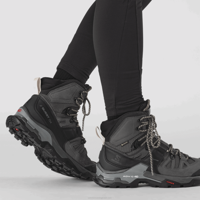 Salomon46081128 botas femininas de couro - quest 4 gore-tex ímã/preto/beijo do sol
