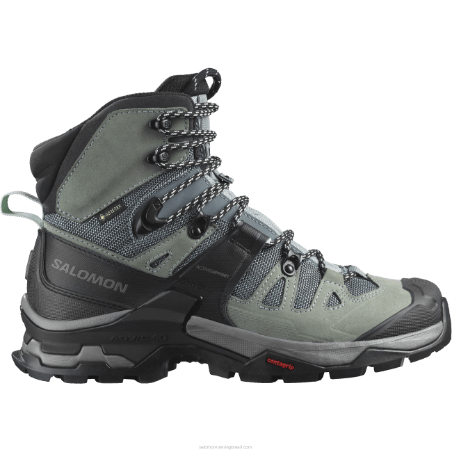 Salomon46081129 botas femininas de couro - quest 4 gore-tex ardósia/soldado/azul opala