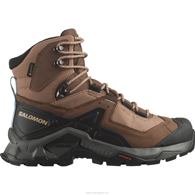 Salomon46081135 botas femininas de couro - quest element gore-tex mocha mousse/estanho/azul marinho