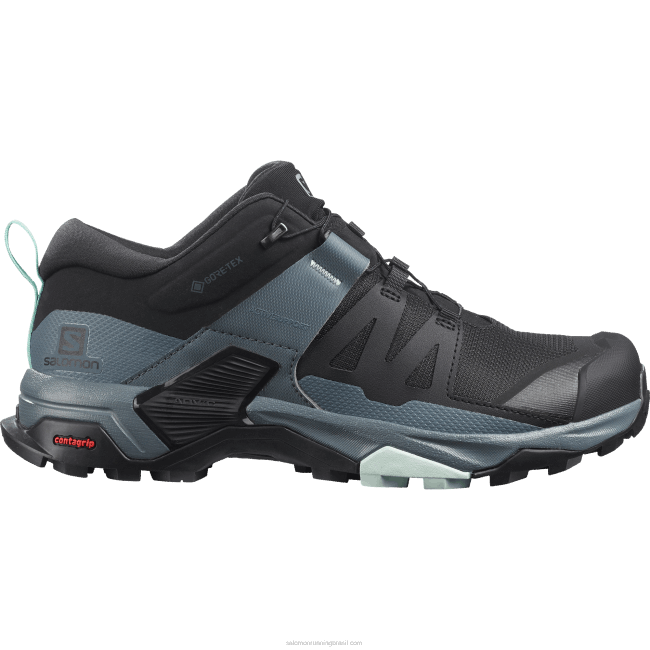 Salomon46081137 sapatos de caminhada femininos - x ultra 4 gore-tex preto/tempestade/azul opala