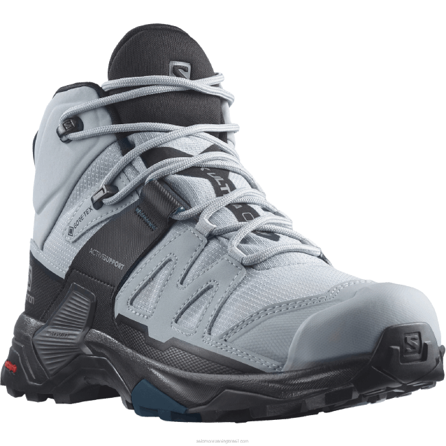 Salomon46081141 botas de caminhada femininas - x ultra 4 mid wide gore-tex pedreira/preto/azul legião