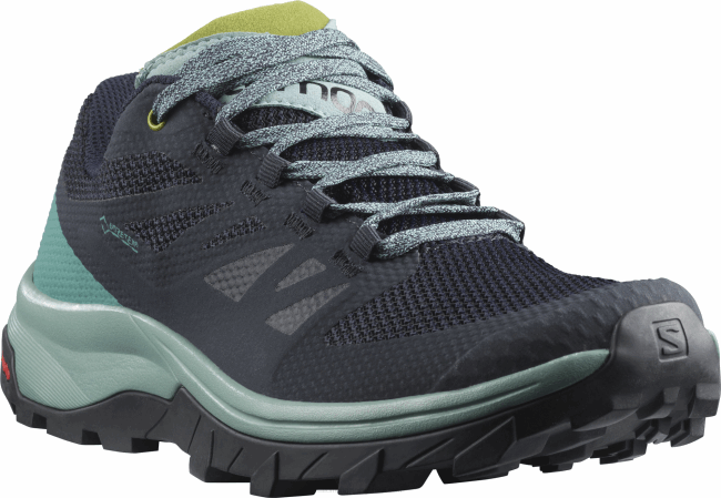 Salomon46081147 sapatos de caminhada femininos - contorno gore-tex treliça/blazer marinho/guacamole