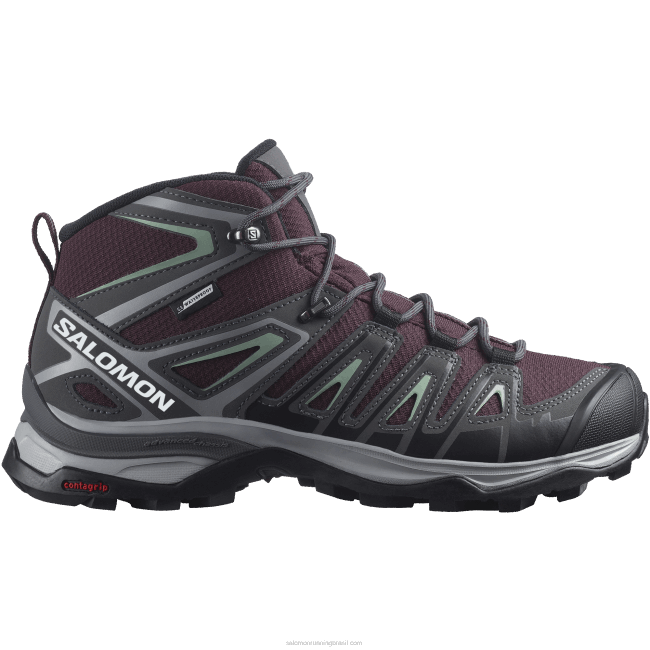 Salomon46081278 botas de caminhada femininas - x ultra pioneiro mid clima à prova d'água degustação de vinhos/ímã/granito verde