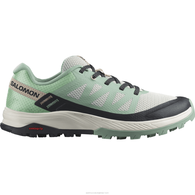 Salomon46081279 sapatos de caminhada femininos - outrise granito verde/cinza verde/pêssego tenro