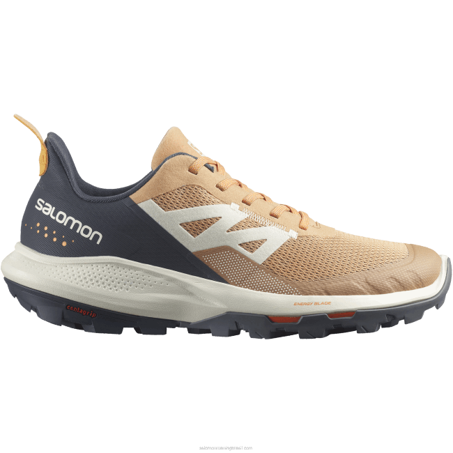 Salomon46081281 sapatos de caminhada femininos - outpulse feno-grego/ébano/laranja flamejante