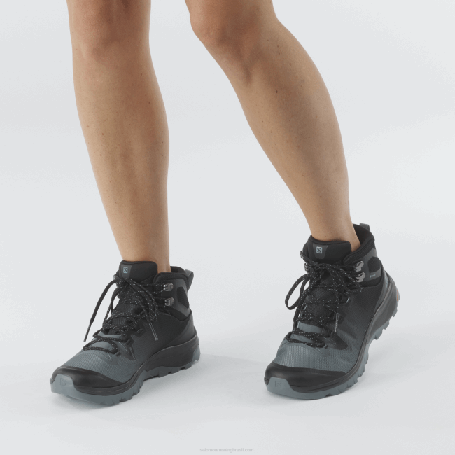 Salomon46081283 botas de caminhada femininas - vaya mid gore-tex tempo tempestuoso/preto/soldado