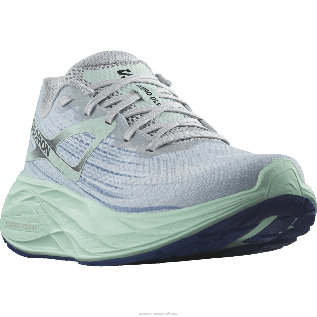 Salomon46081151 tênis de corrida feminino - aero glide pérola azul/yucca/clematis azul