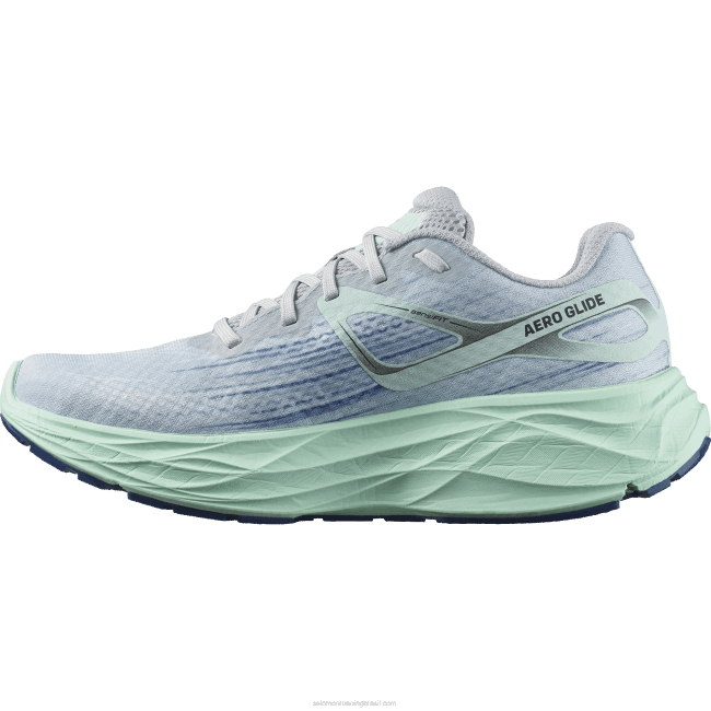 Salomon46081151 tênis de corrida feminino - aero glide pérola azul/yucca/clematis azul