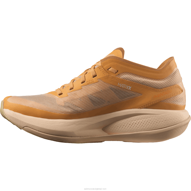 Salomon4608742 tênis de corrida feminino - fantasma laranja ardente/creme de amêndoa/verde alho-poró