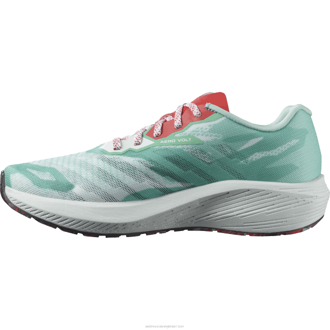 Salomon4608752 tênis de corrida feminino - aero volt iúca/branco/vermelho papoula