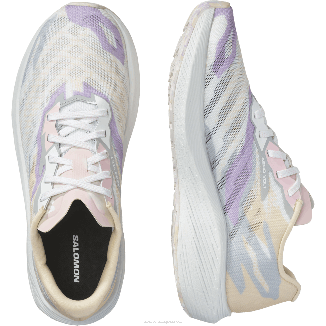Salomon4608754 tênis de corrida feminino - aero volt tenro pêssego/azul pérola/branco