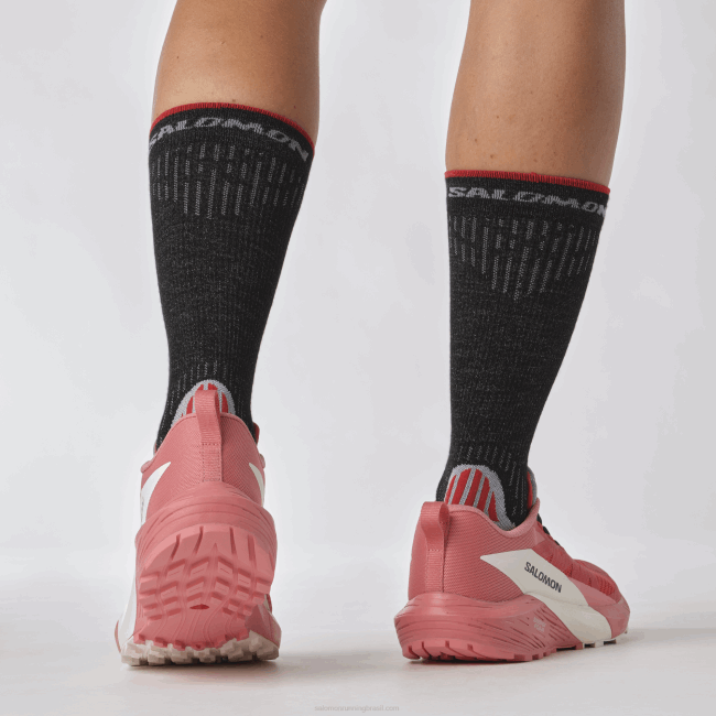 Salomon46081498 Tênis de corrida feminino - Sense Ride 5 chá rosa/vermelho ardente/baunilha gelo