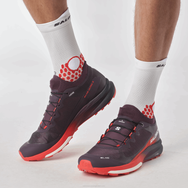 Salomon46081508 tênis de corrida feminino - s/lab ultra 3 ameixa perfeita/vermelho ardente/branco