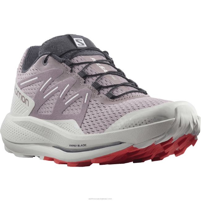 Salomon46081512 tênis de corrida feminino - trilha pulsar codorna/pedra lunar/vermelho papoula