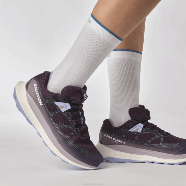 Salomon46081525 tênis de corrida feminino - ultra glide 2 largo beladona/gelo de baunilha/serenidade