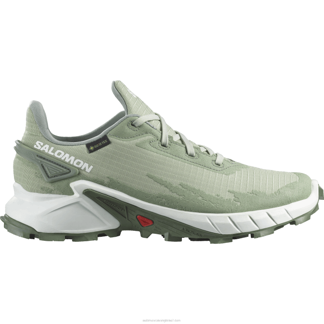 Salomon46081531 tênis de corrida feminino - alphacross 4 gore-tex sálvia do deserto/branca/coroa de louros